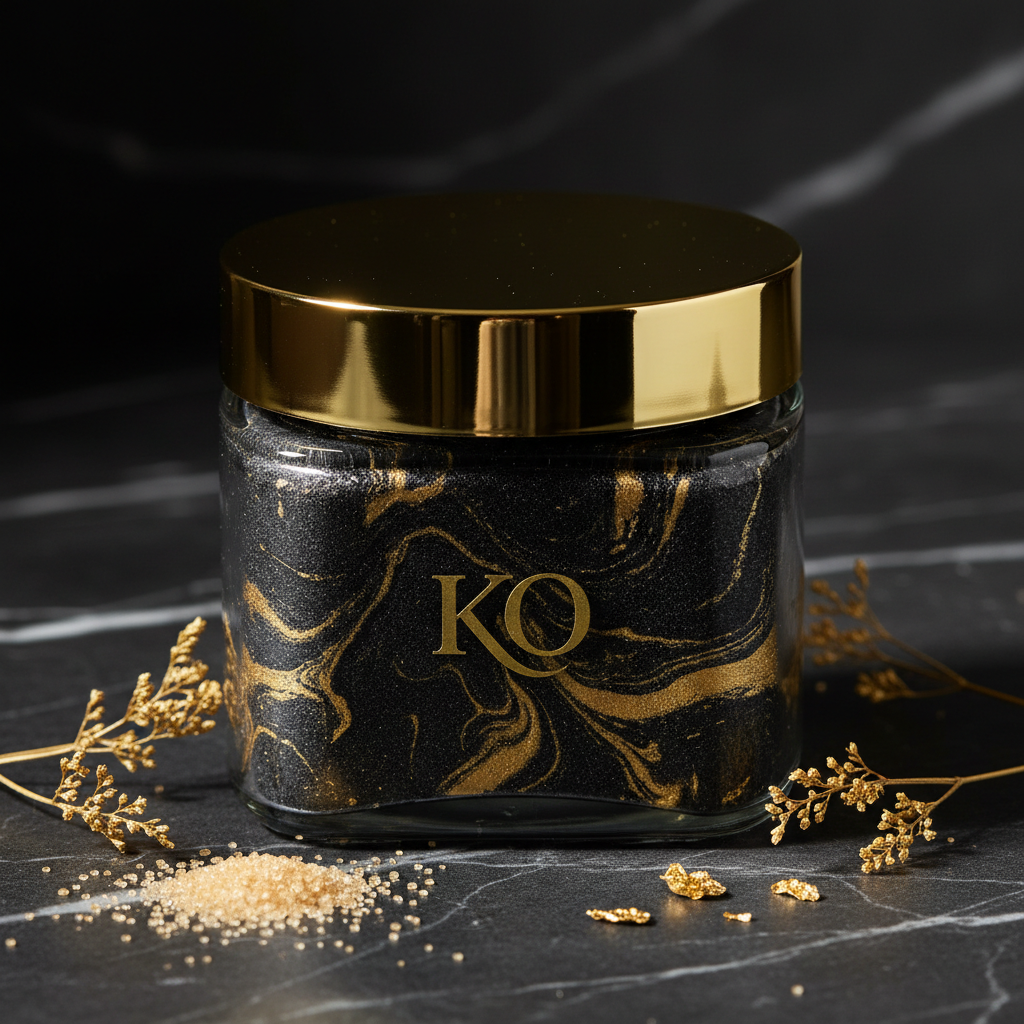Happy Bright Scrub - Black Charcoal & Gold Marble