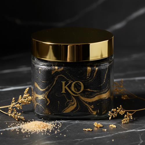 Happy Bright Scrub - Black Charcoal & Gold Marble